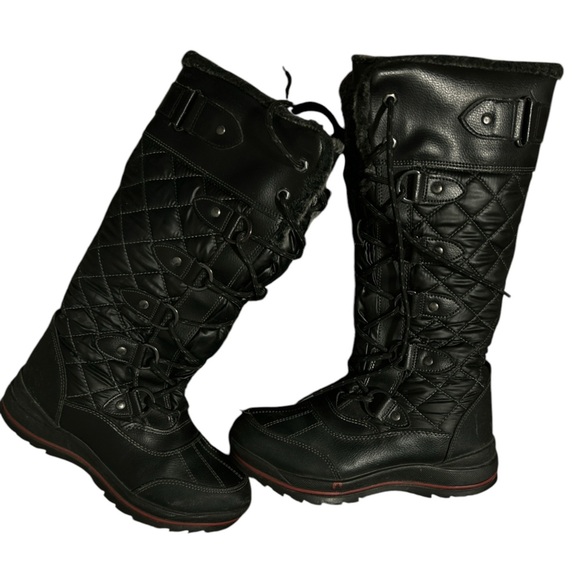 Women's banff Trail Black Quilted Tall Winter Boots - Picture 3 of 6